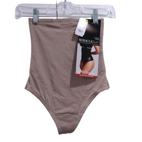 NEW Miraclesuit Women's Sexy Sheer Extra Firm High-Waist Thong Size M 2778 - Picture 1 of 3